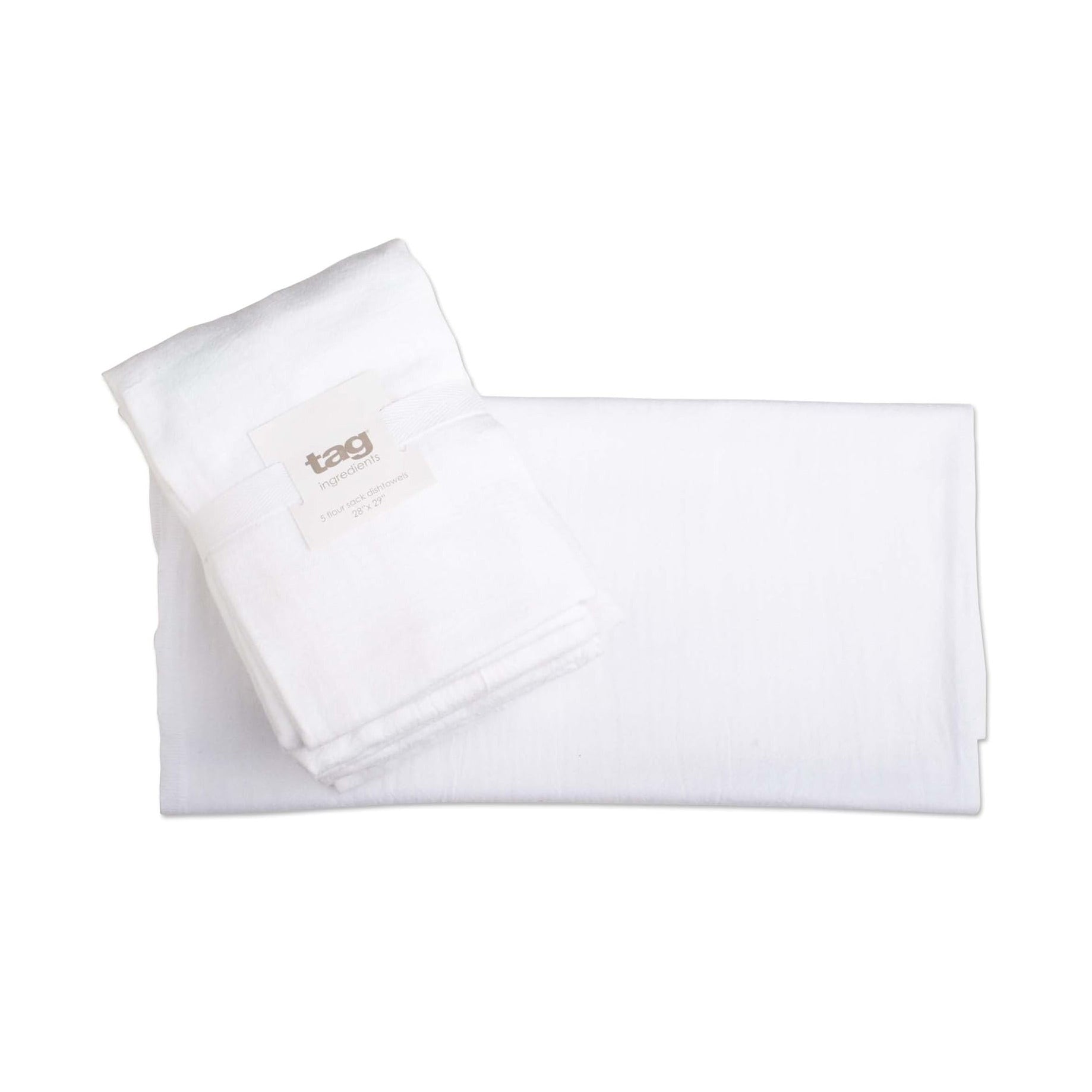 Tag Flour Sack Cotton Dish Towel - Set of 5 on a white background at Addison West