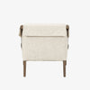 Four Hands Furniture brand Bauer chair in thames cream with stained wood legs and leather buckled straps on a white background
