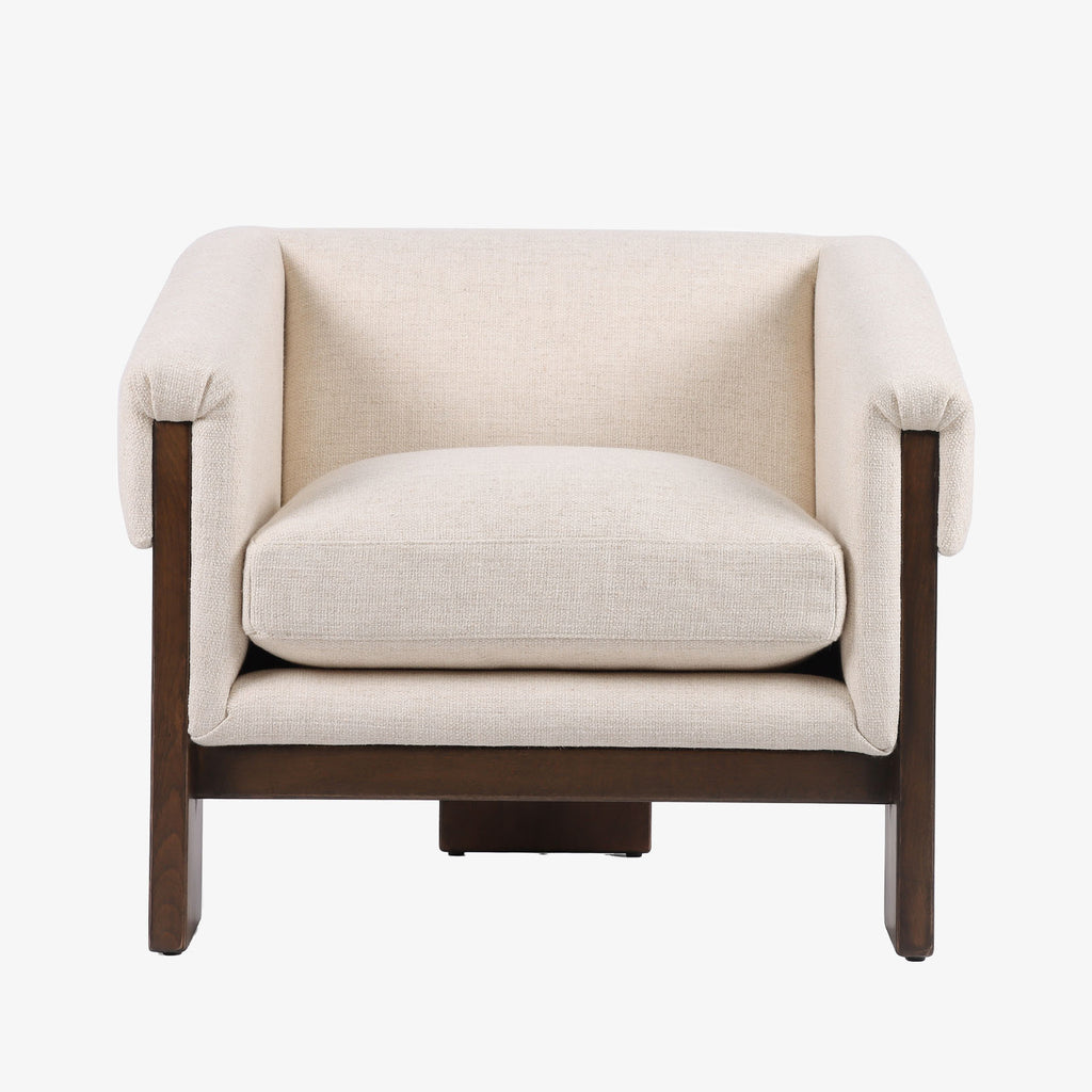 Four hands brand Cairo chair in thames cream on a white background