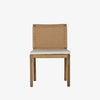 Four Hands Zuma Dining Chair with beige cushion and woven back in Dune Ash on a white background
