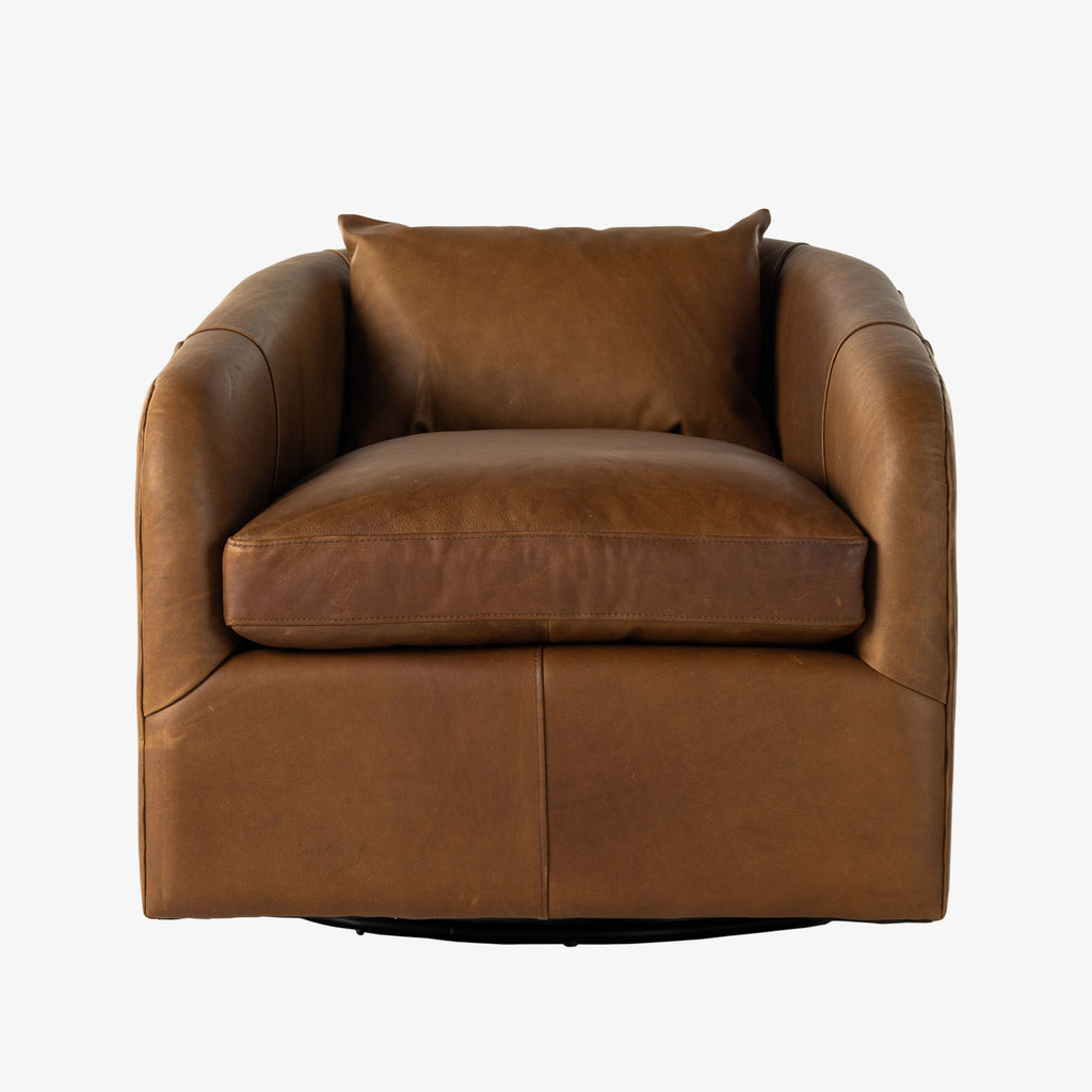 Four Hands Topanga Swivel Chair In Heirloom Sienna on a white background