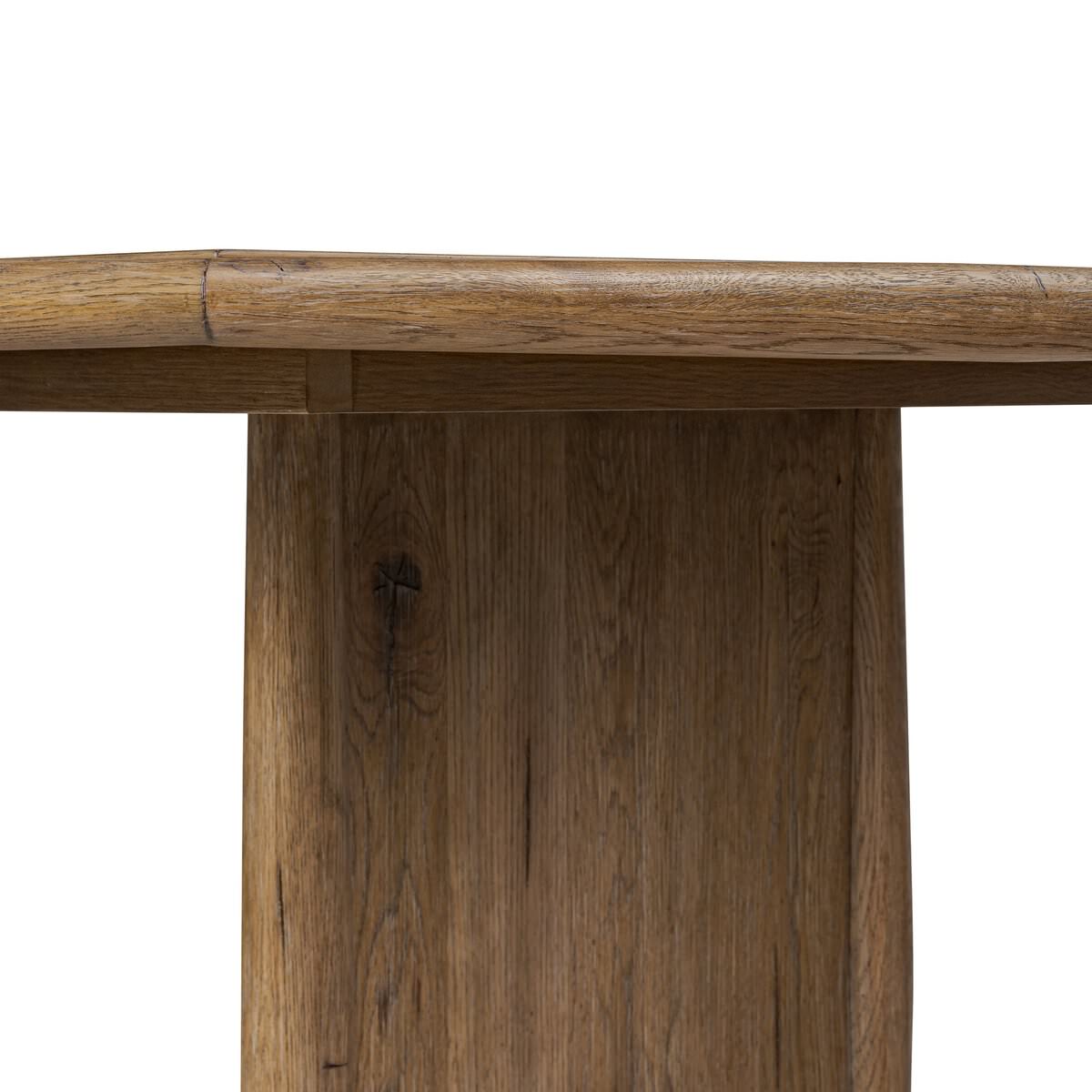 Close up of Four Hands 72" Glenview Dining Table in Weathered Oak Veneer on a white background at Addison West
