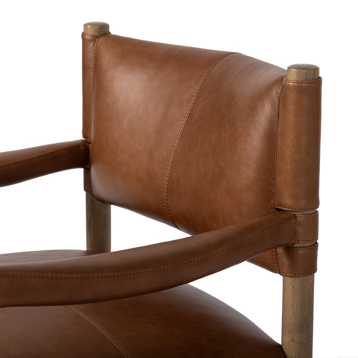 Close up of Four Hands Adaline Chair in Sonoma Chestnut on a white background at Addison West