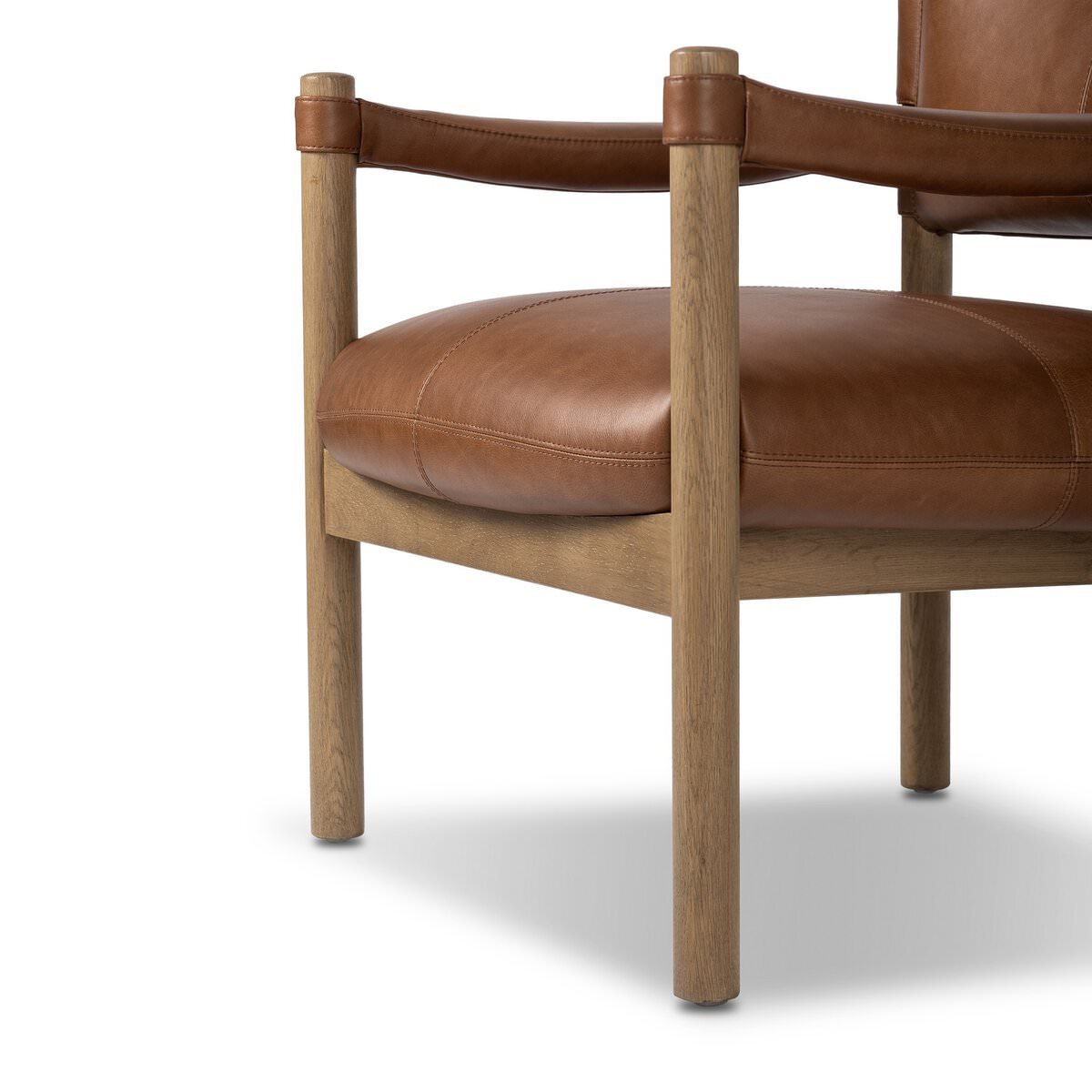 Close up of Four Hands Adaline Chair in Sonoma Chestnut on a white background at Addison West