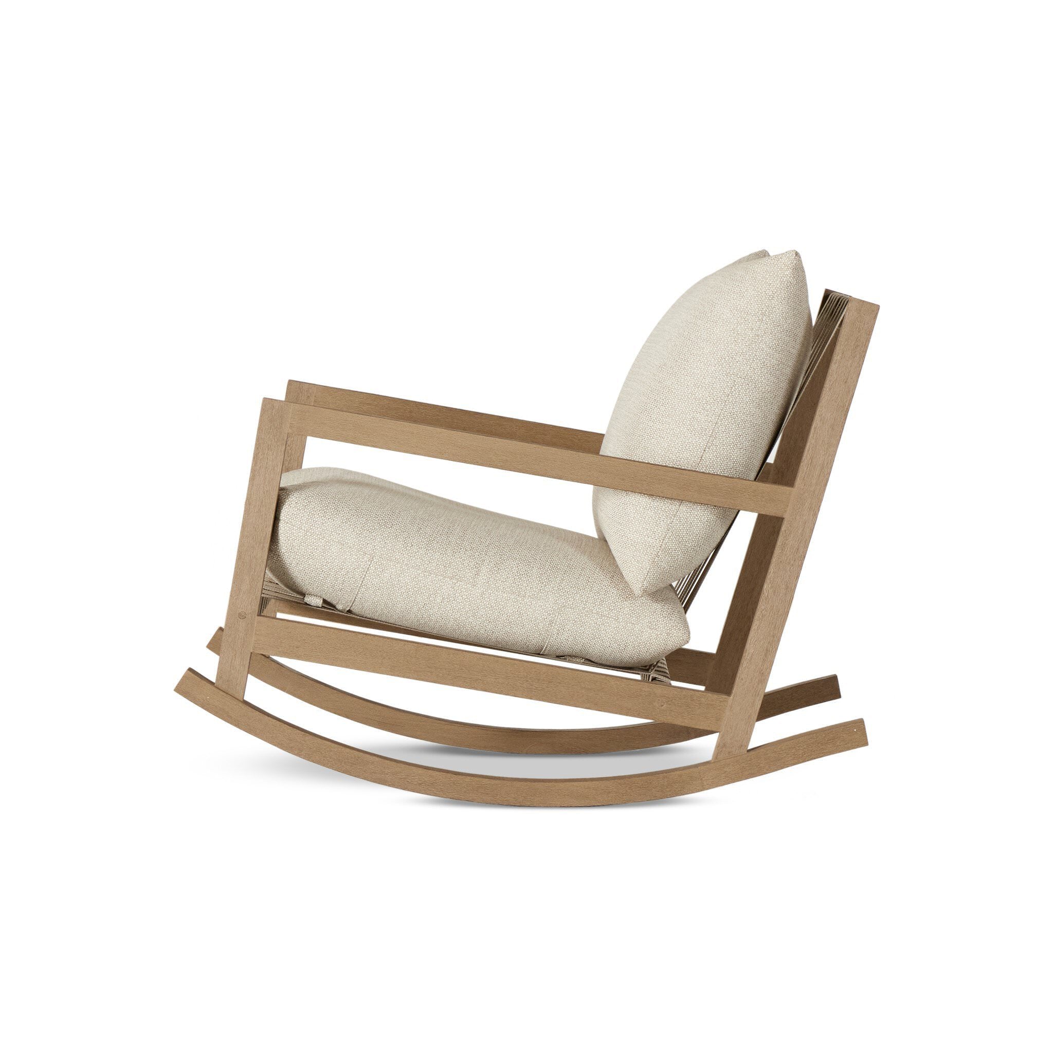 Four Hands Aiken Outdoor Rocking Chair in Faye Sand on a white background at Addison West