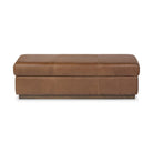 Four Hands Alec Storage Ottoman in Dulane Mahogany on a white background at Addison West