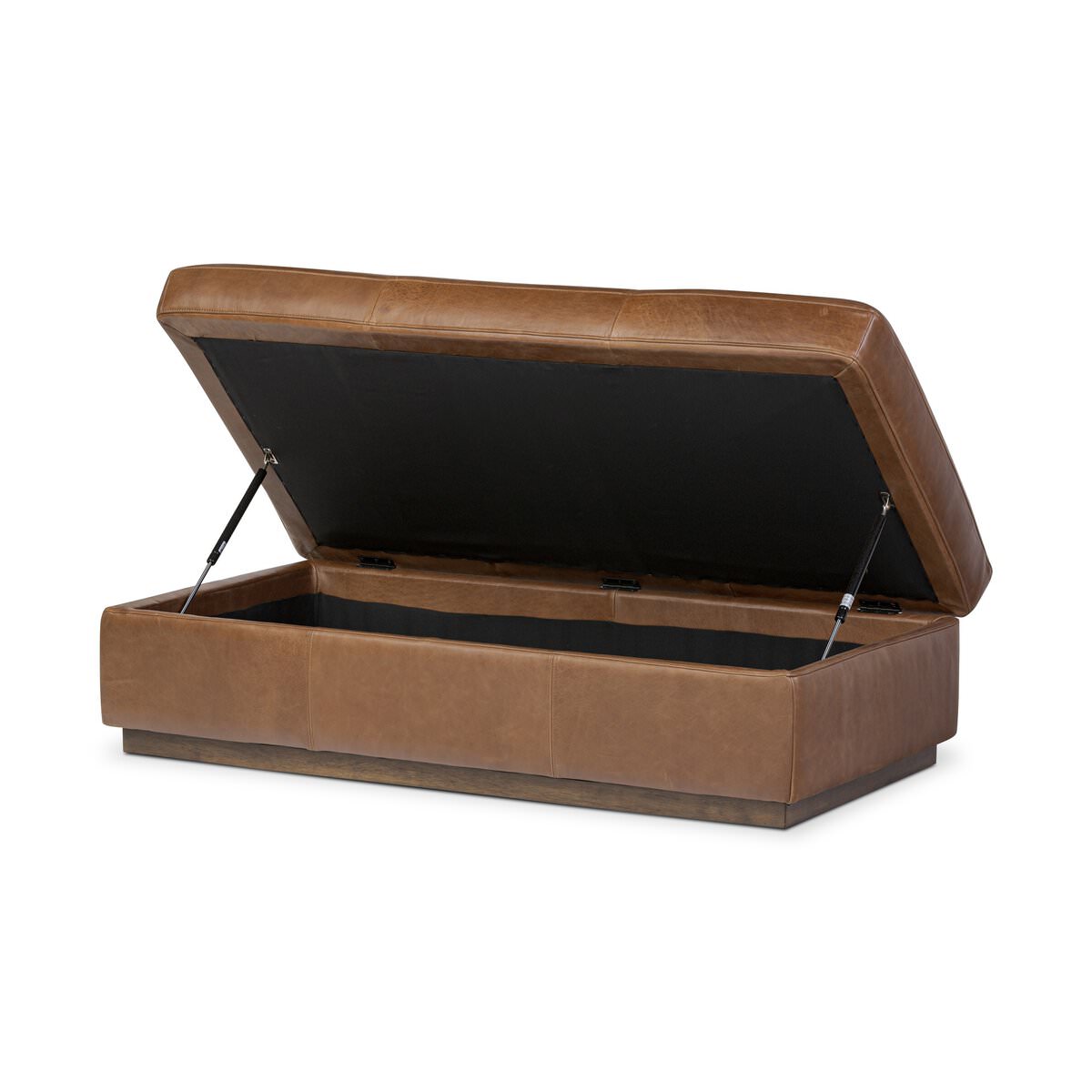 Four Hands Alec Storage Ottoman in Dulane Mahogany on a white background at Addison West