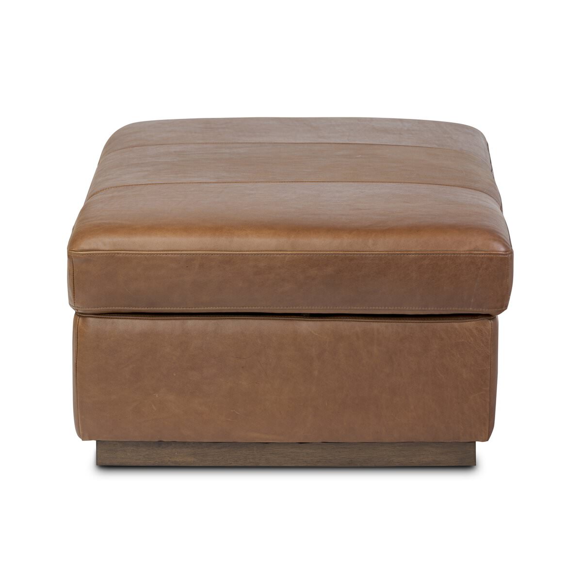 Four Hands Alec Storage Ottoman in Dulane Mahogany on a white background at Addison West