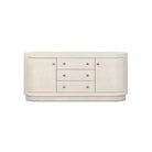 Four Hands Amelia Media Console in Light Antique Brass on a white background at Addison West