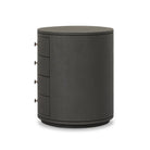 Side of Four Hands Amelia Oval Nightstand in Dark Green Lacquered Linen on a white background at Addison West