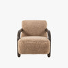 Four Hands Aniston Chair In Andes Toast with sheepskin like upholstery and wood frame on a white background