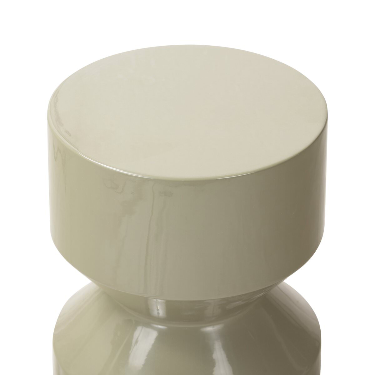 Close up of Four Hands Ara End Table in Moss Lacquered Concrete on a white background