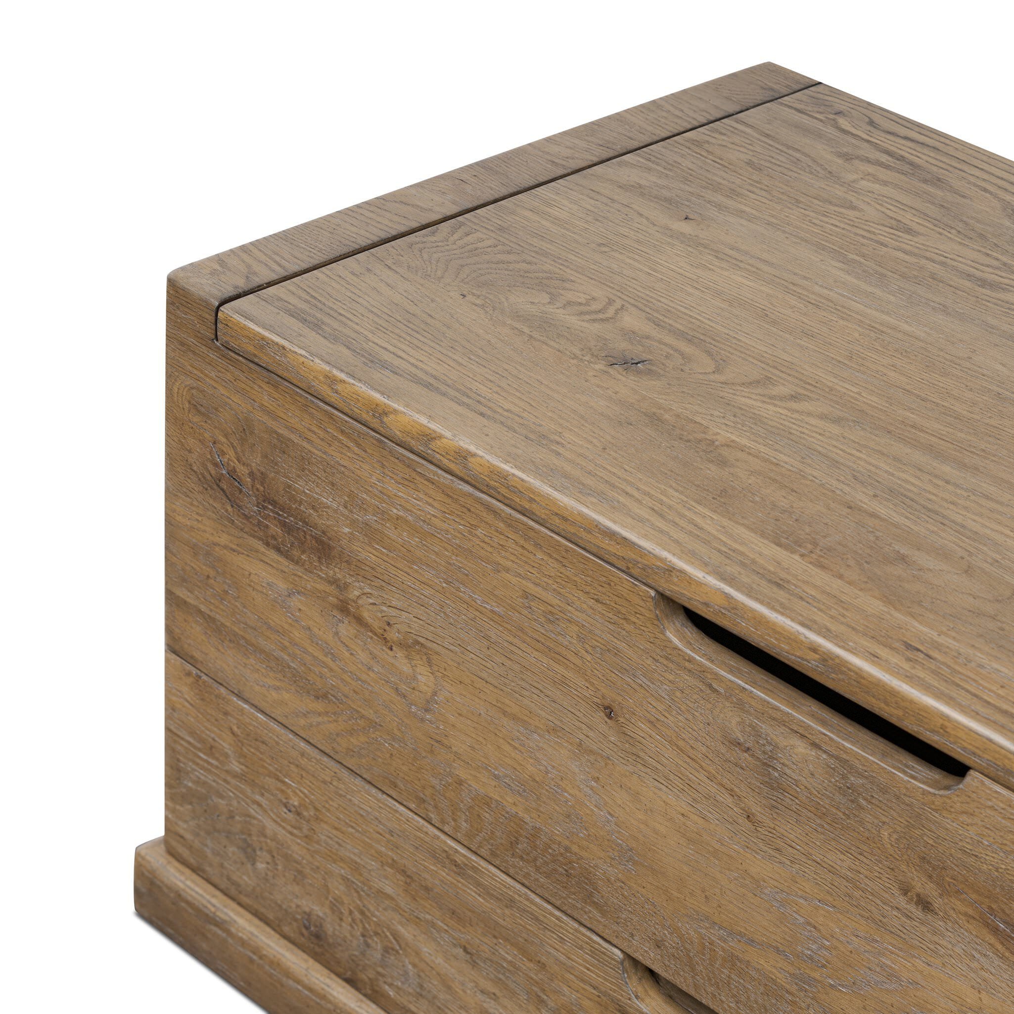 Close up of Four Hands Arizona Trunk in Weathered Oak on a white background at Addison West