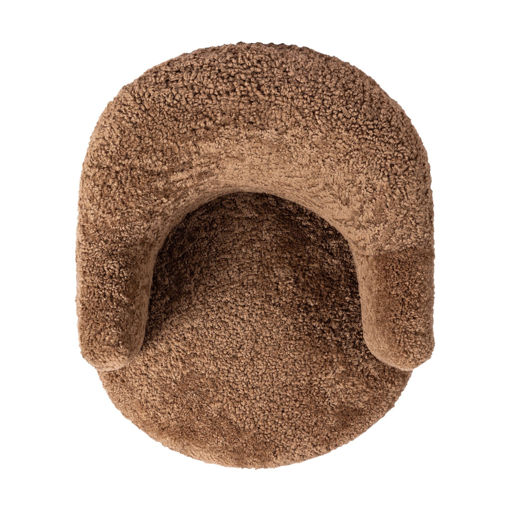 Four Hands Aurora Swivel Chair in Amber Shearling on a white background at Addison West