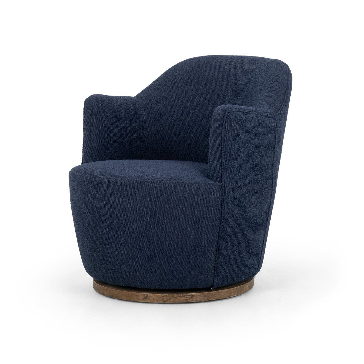 Four Hands Aurora Swivel Chair in Copenhagen Indigo on a white background at Addison West