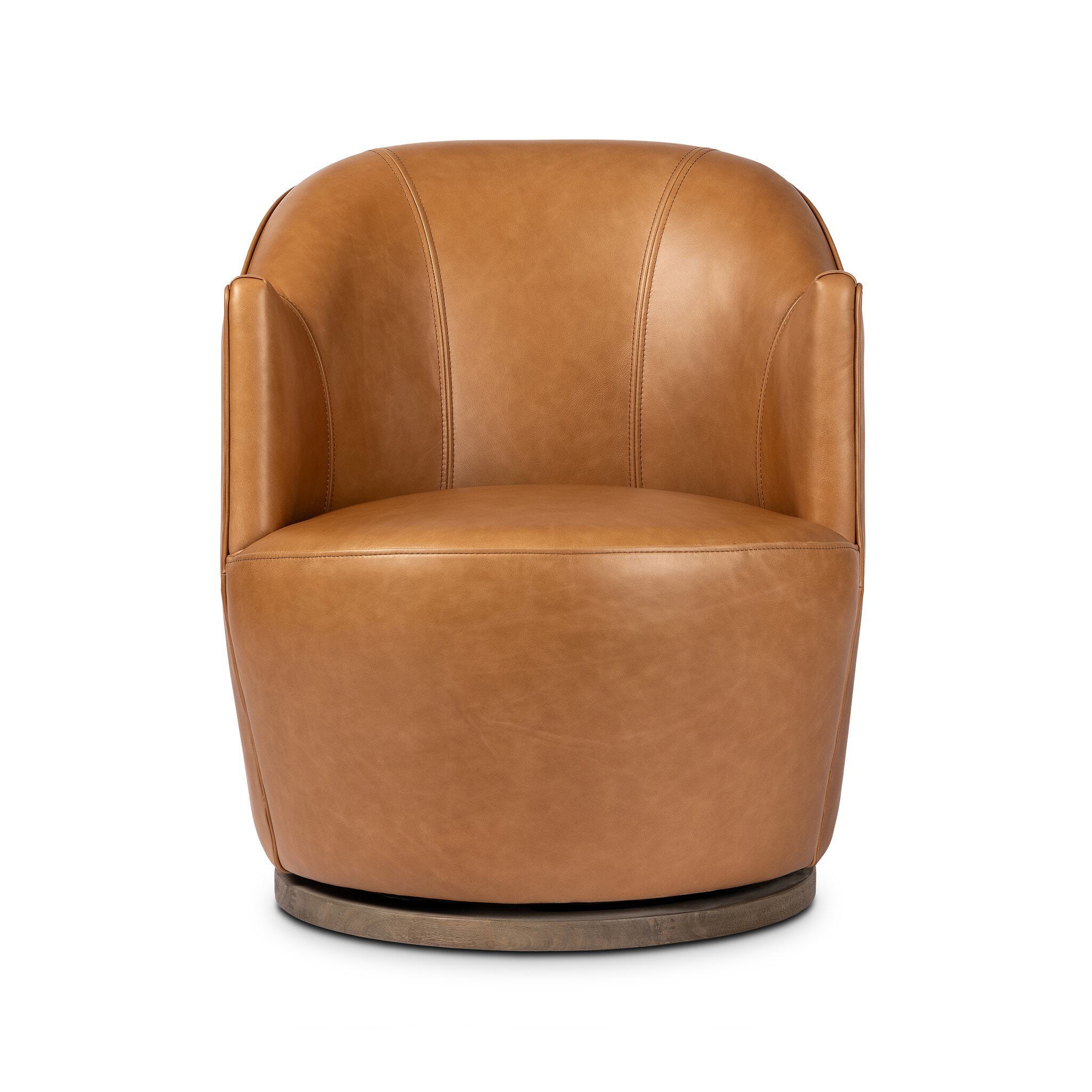 Four Hands Aurora Swivel Chair in Sonoma Butterscotch on a white background at Addison West