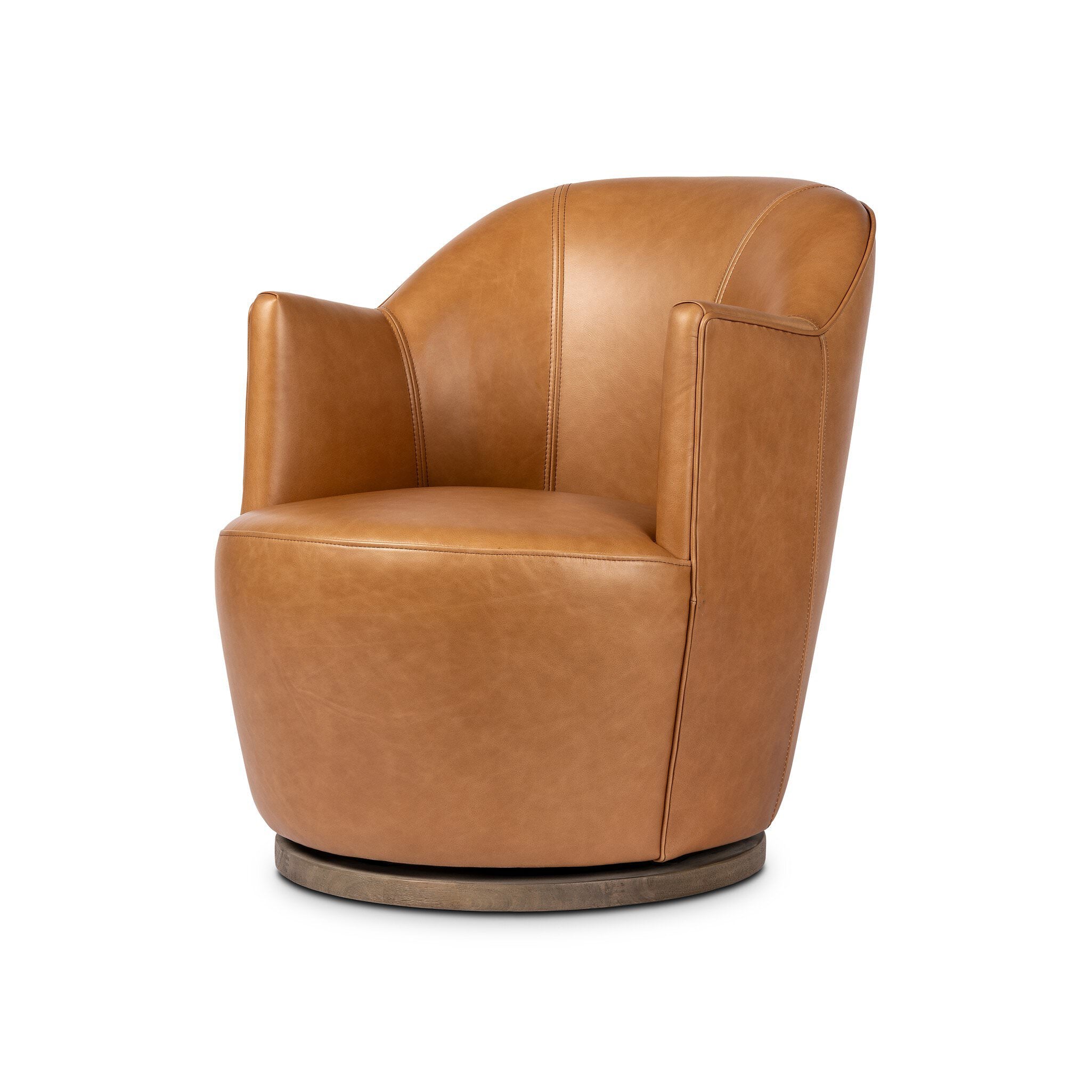 Four Hands Aurora Swivel Chair in Sonoma Butterscotch on a white background at Addison West