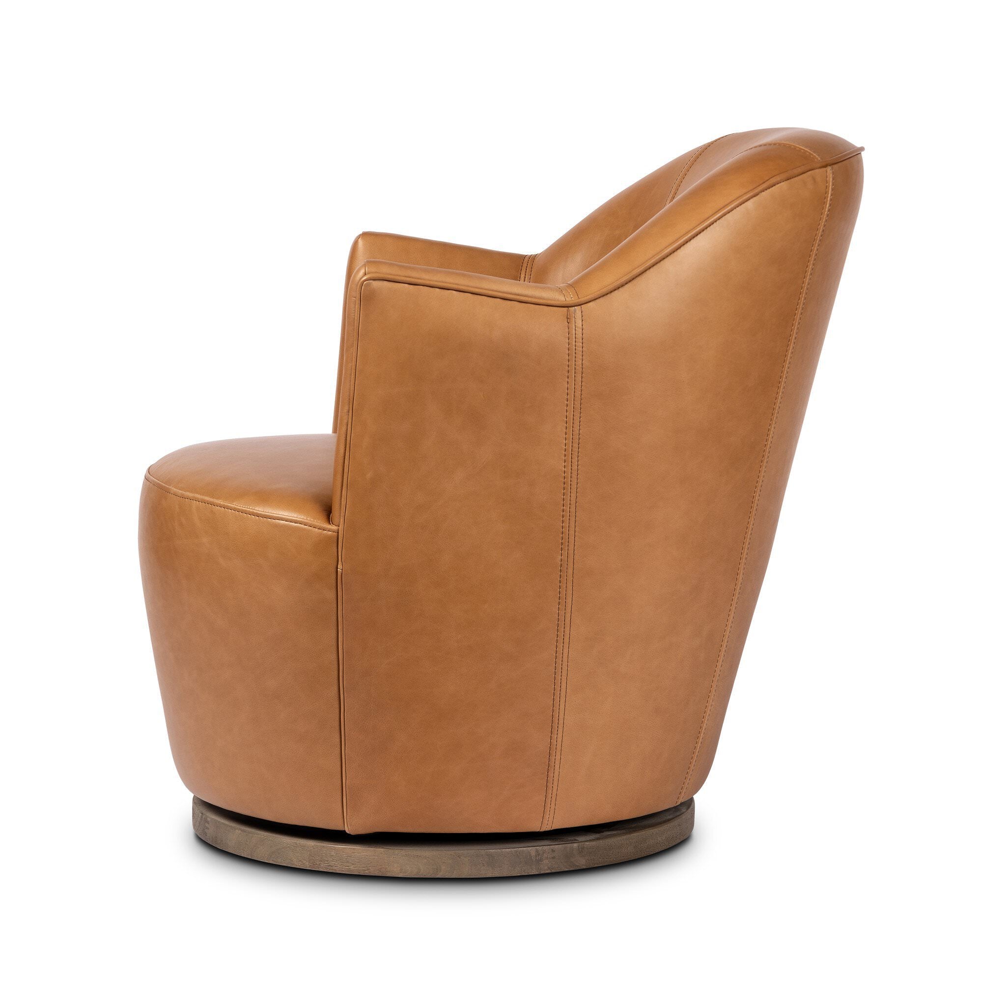Four Hands Aurora Swivel Chair in Sonoma Butterscotch on a white background at Addison West