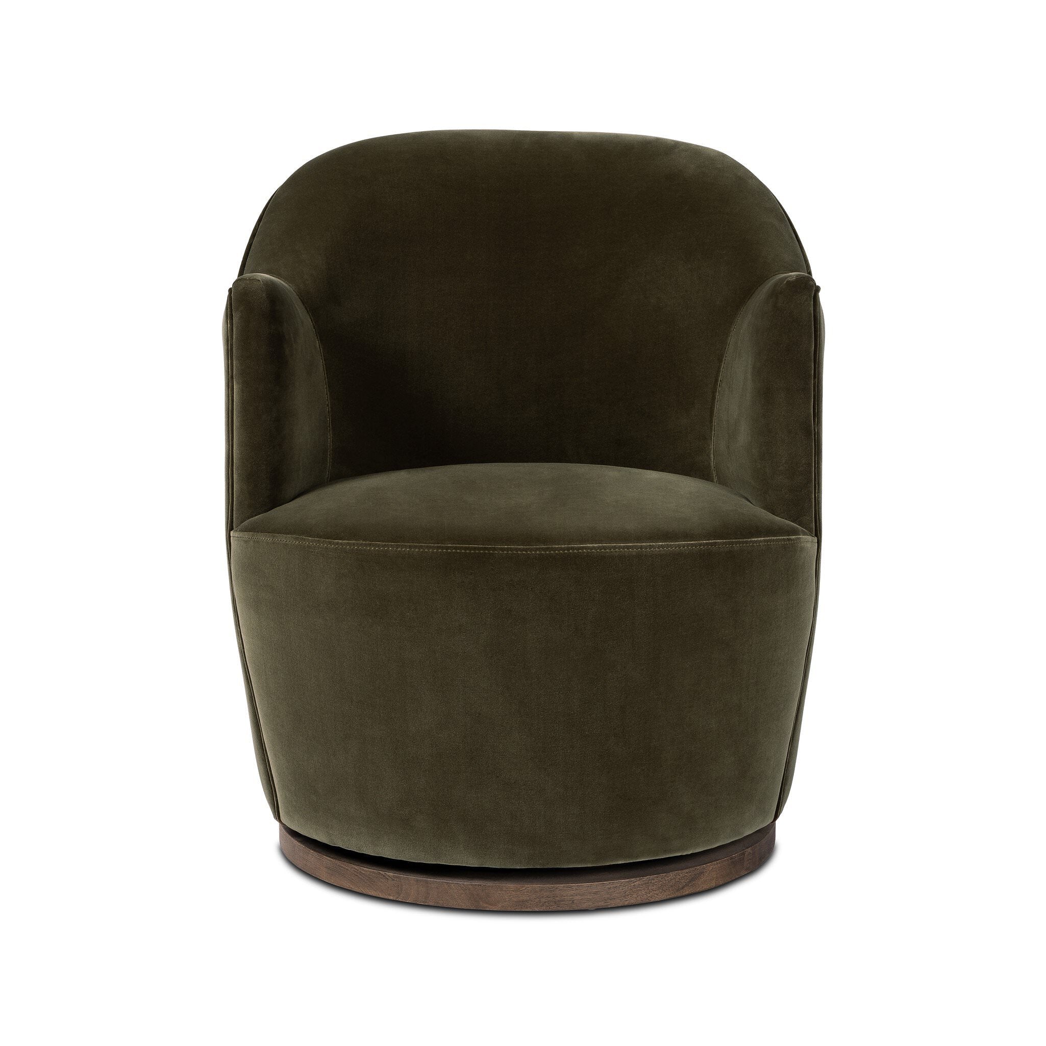 Four Hands Aurora Swivel Chair in Surrey Olive on a white background at Addison West