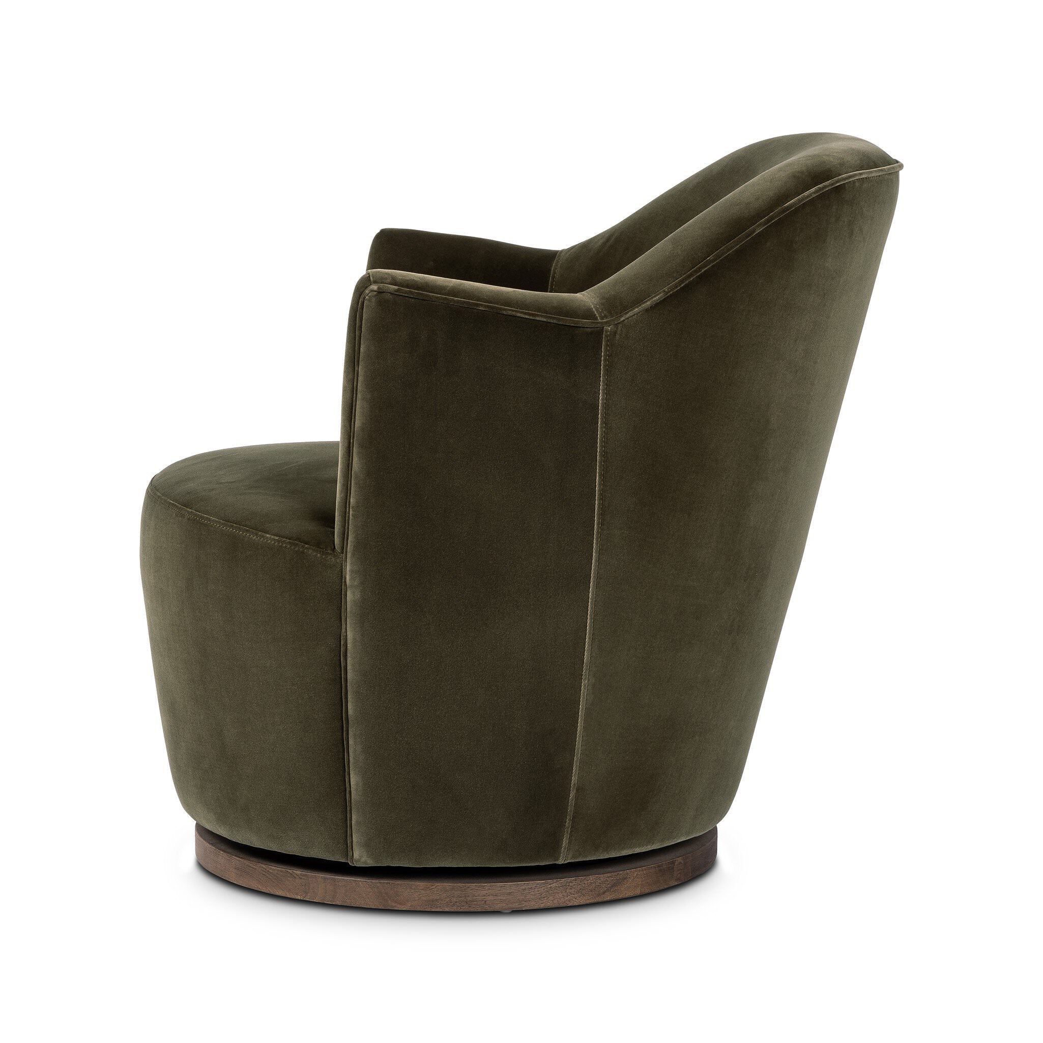Four Hands Aurora Swivel Chair in Surrey Olive on a white background at Addison West