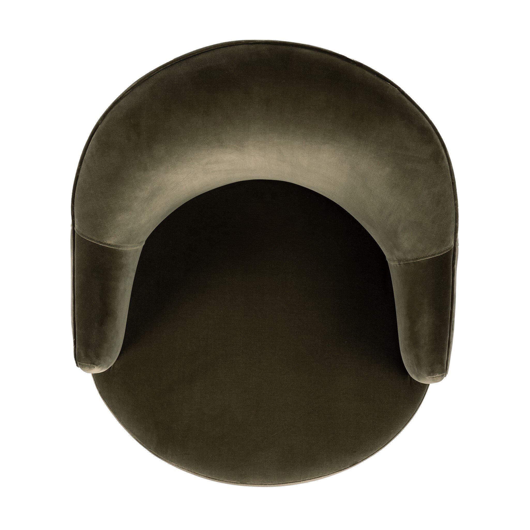 Top of Four Hands Aurora Swivel Chair in Surrey Olive on a white background at Addison West