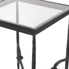 Close up of Four Hands Babylon Small End Table in Hammered Gunmetal on a white background at Addison West