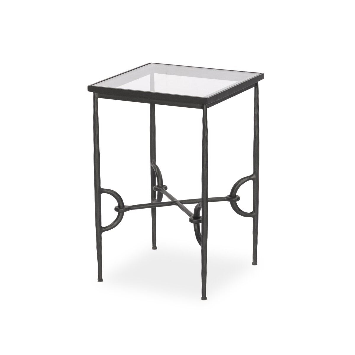 Four Hands Babylon Small End Table in Hammered Gunmetal on a white background at Addison West