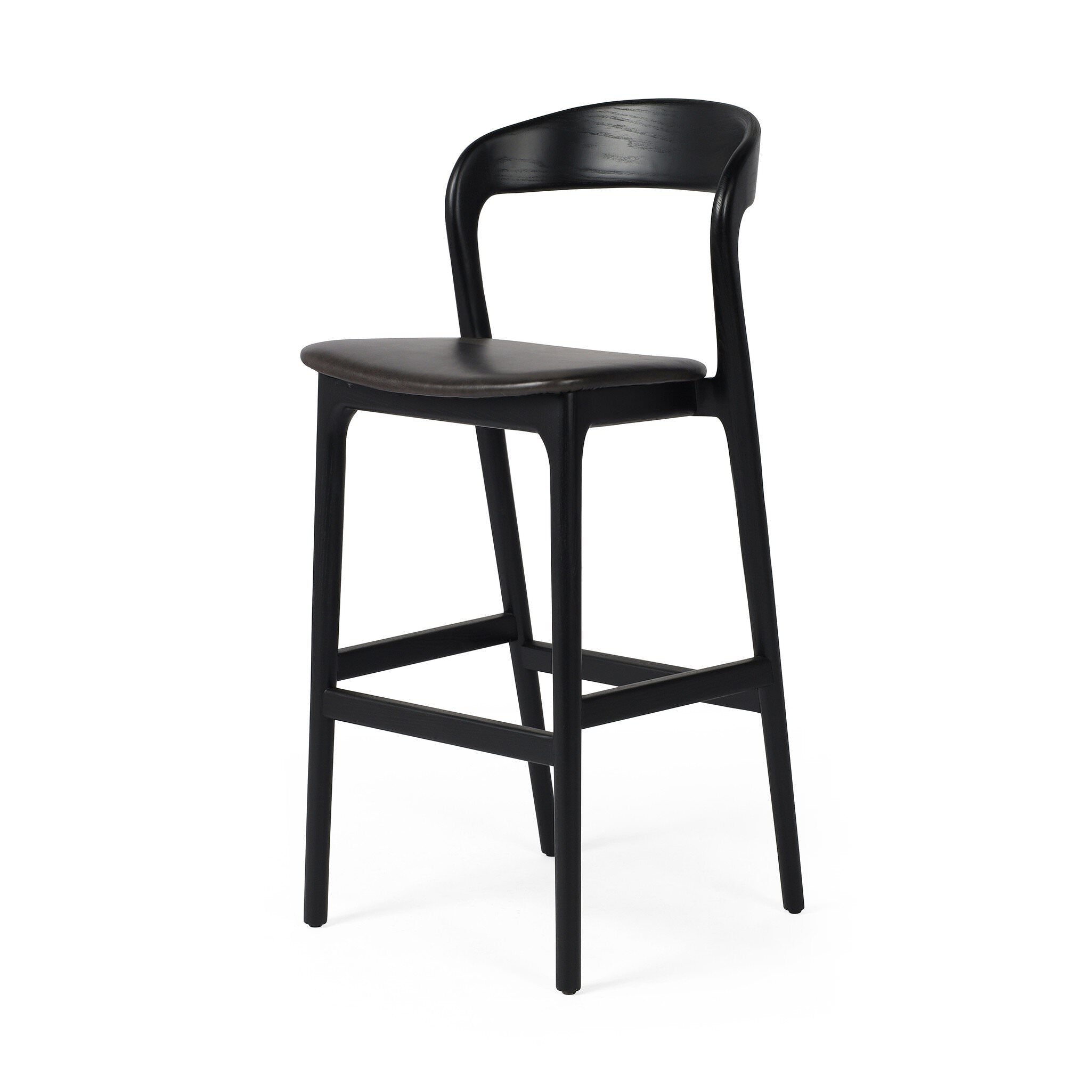 Four Hands Bar Stool in Sonoma Black on a white background at Addison West