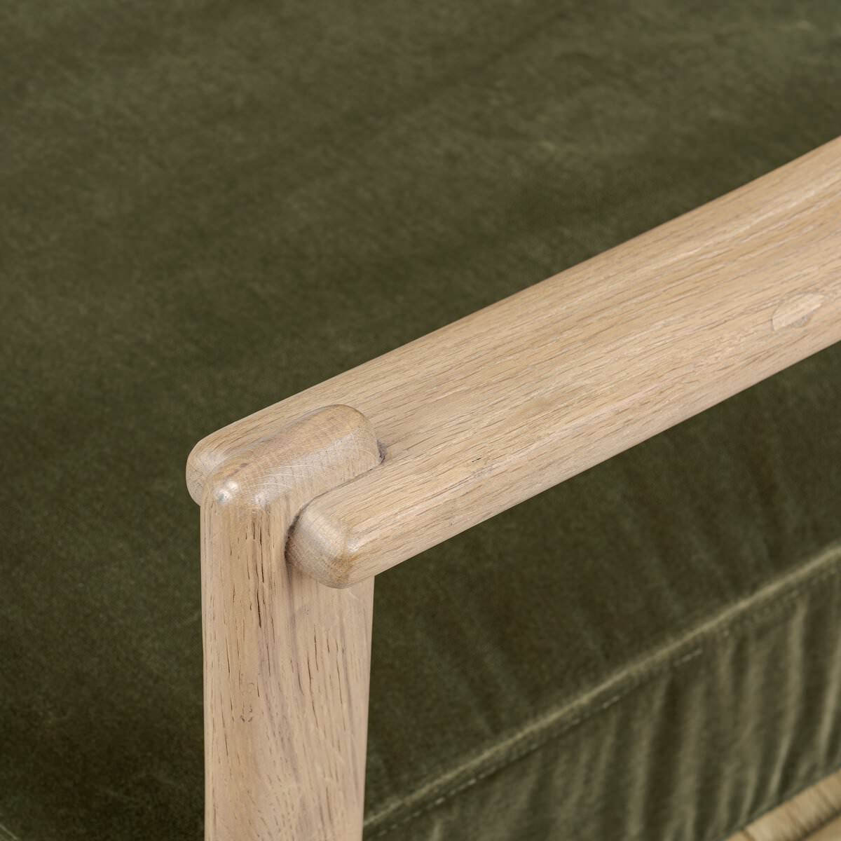 Close up of Four Hands Barwin Chair in Surrey Olive  at Addison West