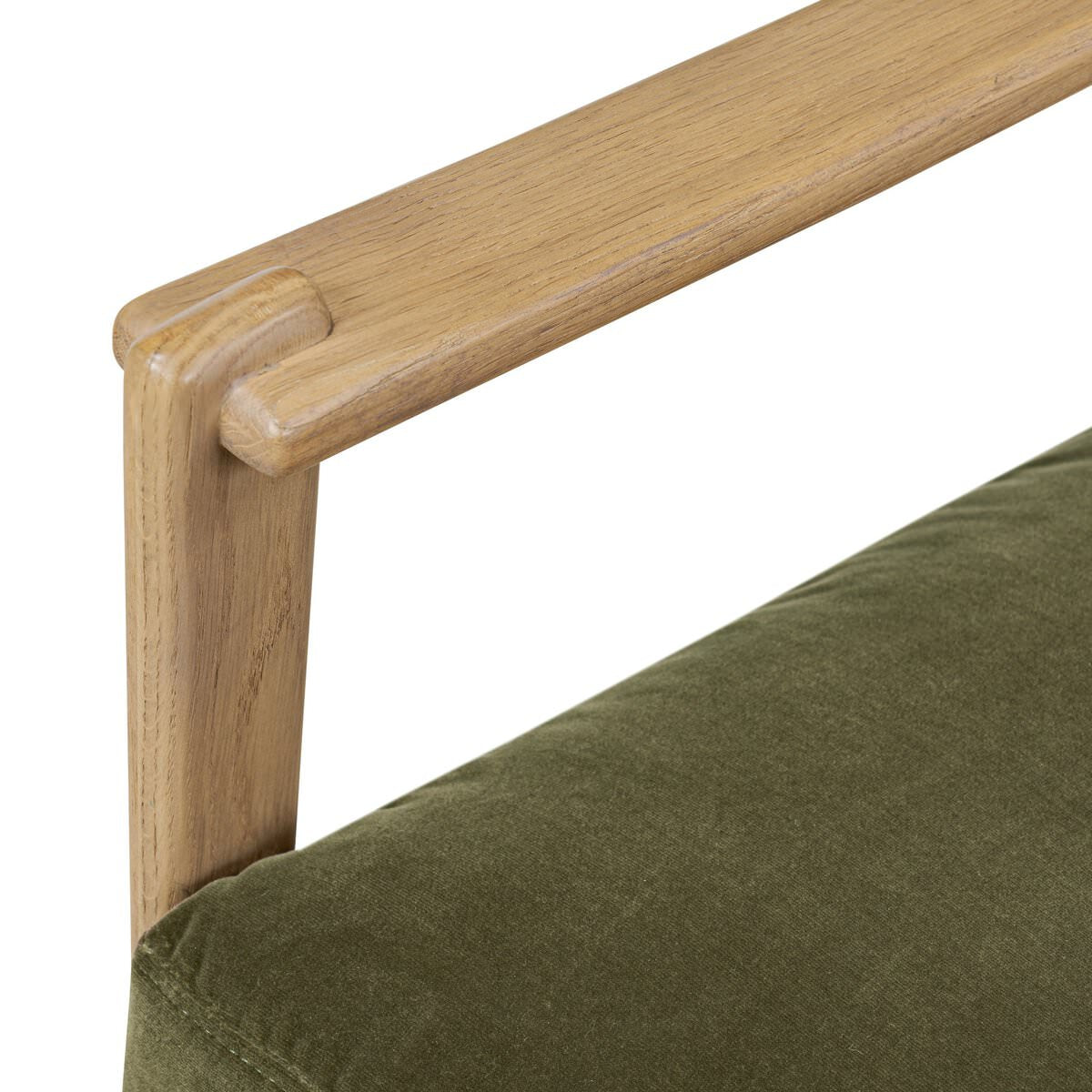 Close up of Four Hands Barwin Chair in Surrey Olive on a white background at Addison West