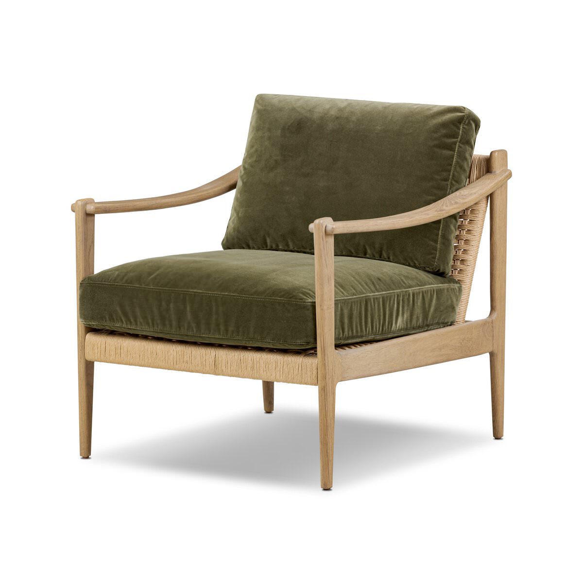 Four Hands Barwin Chair in Surrey Olive on a white background at Addison West