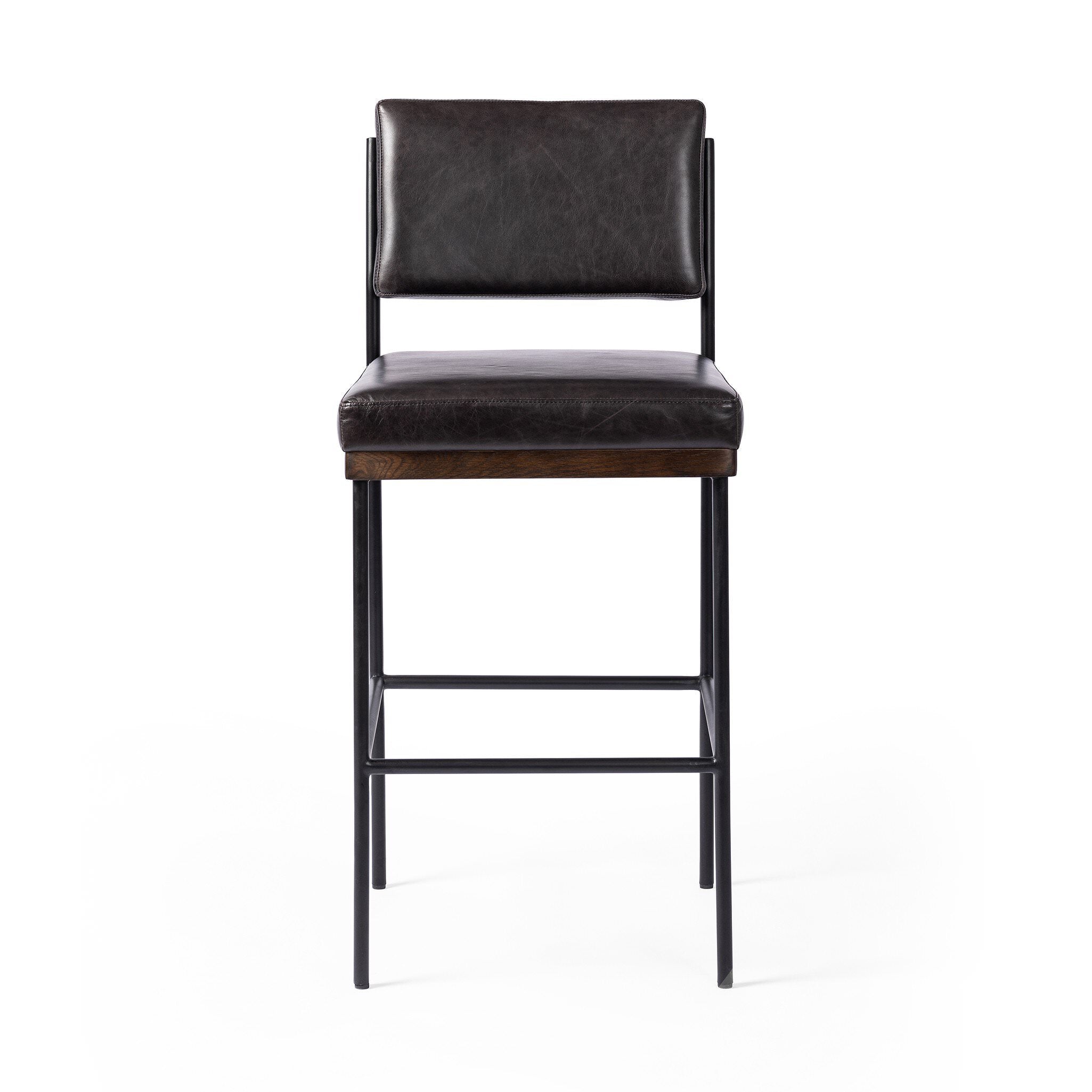 Four Hands Benton Counter Stool in Sonoma Black on white background at Addison West.
