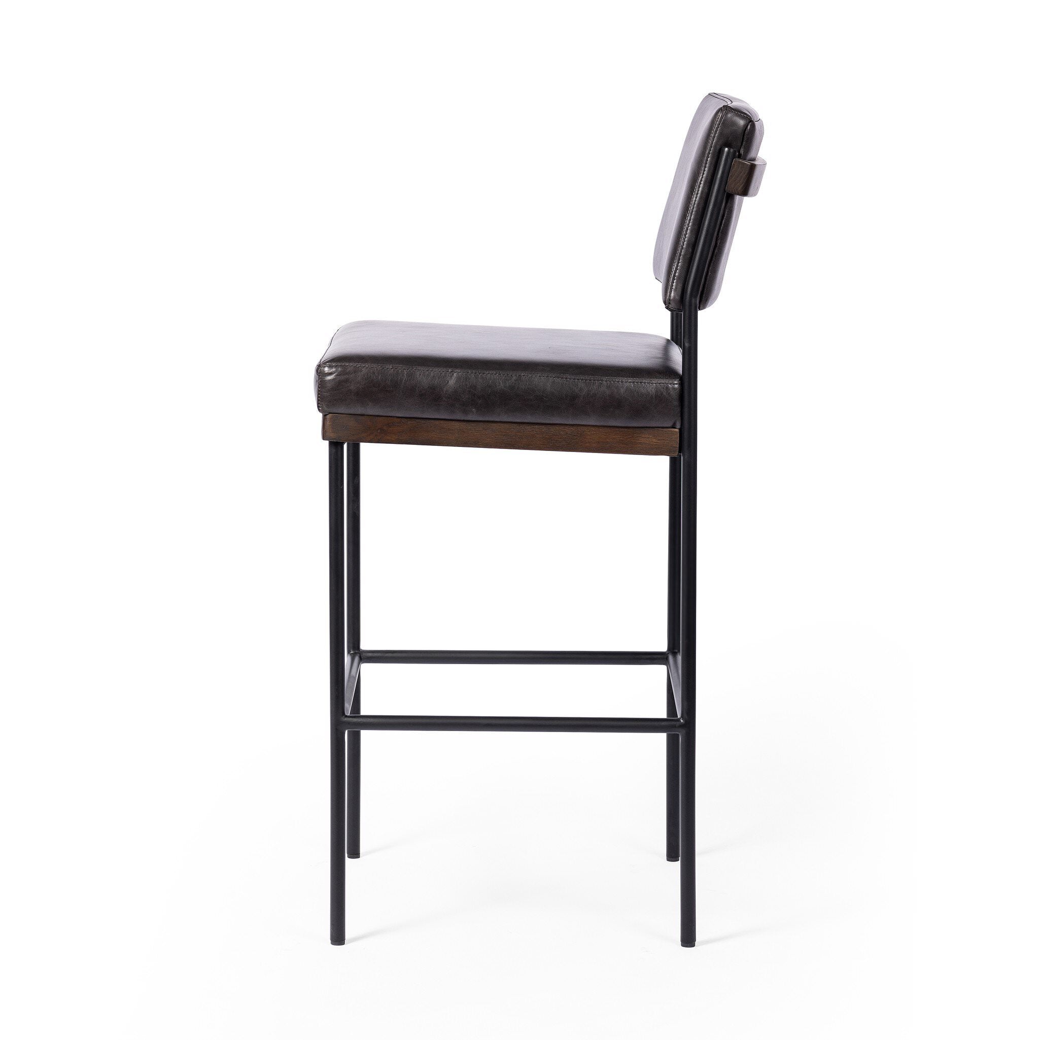 Four Hands Benton Counter Stool in Sonoma Black on white background at Addison West.