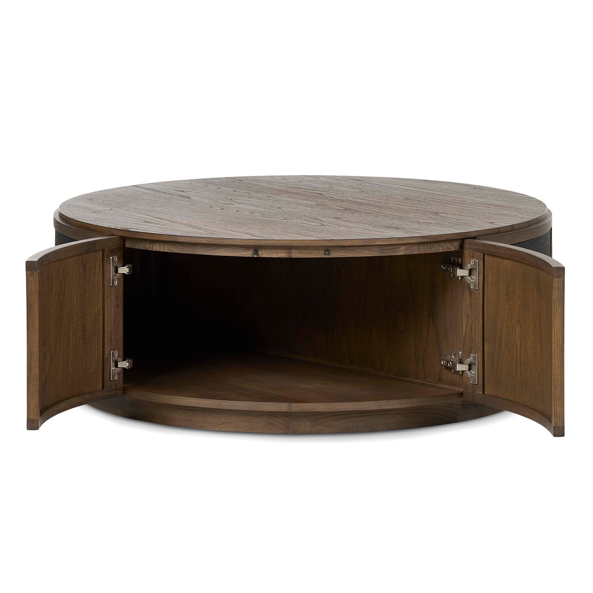 Four Hands Bertie Coffee Table Stained Saddle Brown Sungkai Veneer on white background at Addison West.