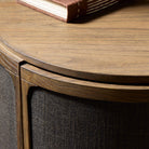 Four Hands Bertie End Table in Stained Saddle Brown Sungkai Veneer in living room at Addison West.