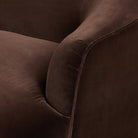Close up of Four Hands Betina Sofa in Surrey Cocoa on a white background at Addison West