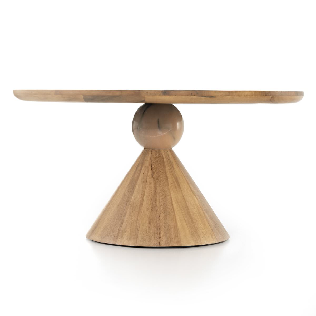 Four Hands Bibianna Round 60" Dining Table in Blush Marble on a white background