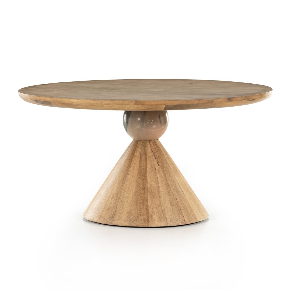 Four Hands Bibianna Round 60" Dining Table in Blush Marble on a white background