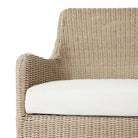 Close up of Four Hands Blaire Outdoor Swivel Chair in Vintage White on a white background at Addison West