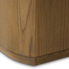 Close up of Four Hands Boa Media Console in Sandy Mindi on a white background at Addison West