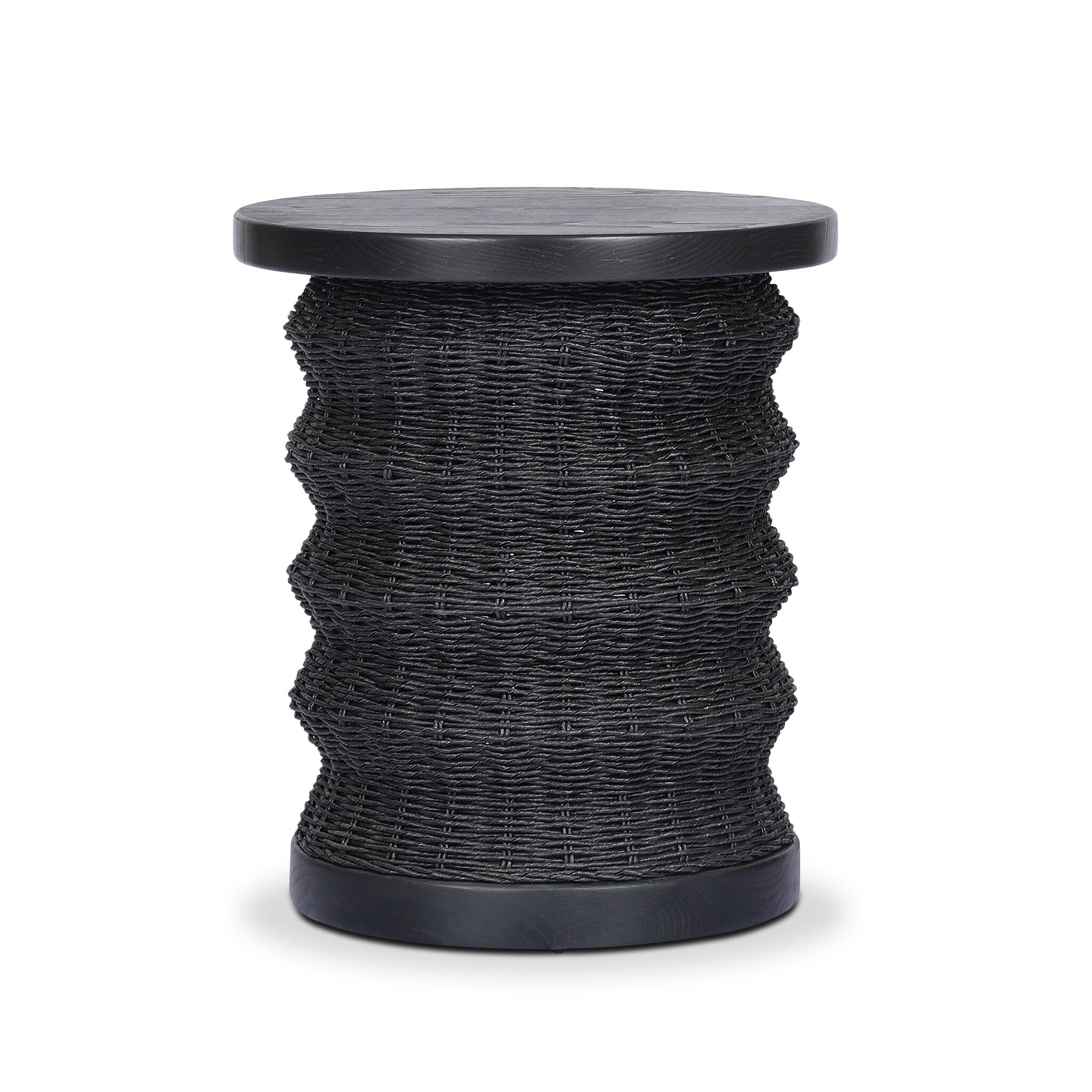 Four Hands Brailey End Table in Black Stained Sungkai on white background at Addison West.