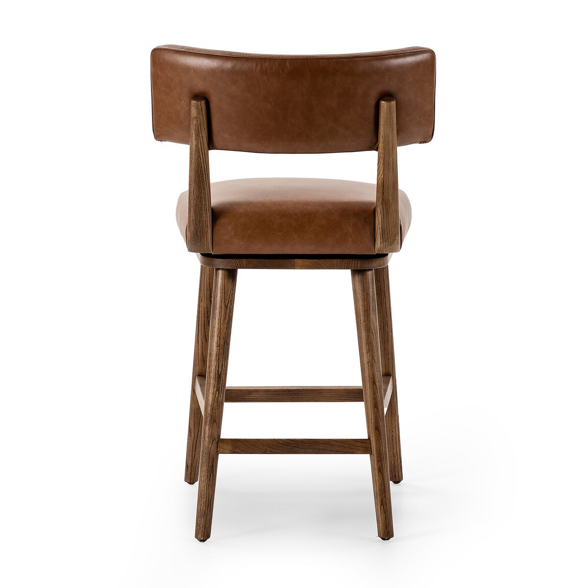 Back of Four Hands Cardell Swivel Counter Stool in Sonoma Chestnut on a white background at Addison West