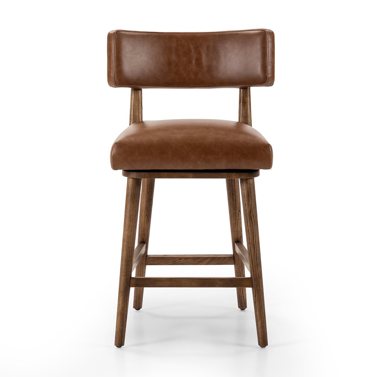 Four Hands Cardell Swivel Counter Stool in Sonoma Chestnut on a white background at Addison West