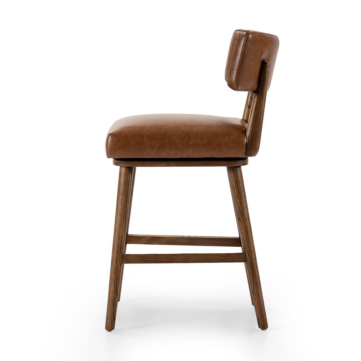 Four Hands Cardell Swivel Counter Stool in Sonoma Chestnut on a white background at Addison West