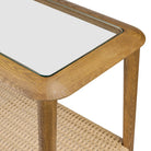 Close up of Four Hands Carmelo Console Table on a white background at Addison West