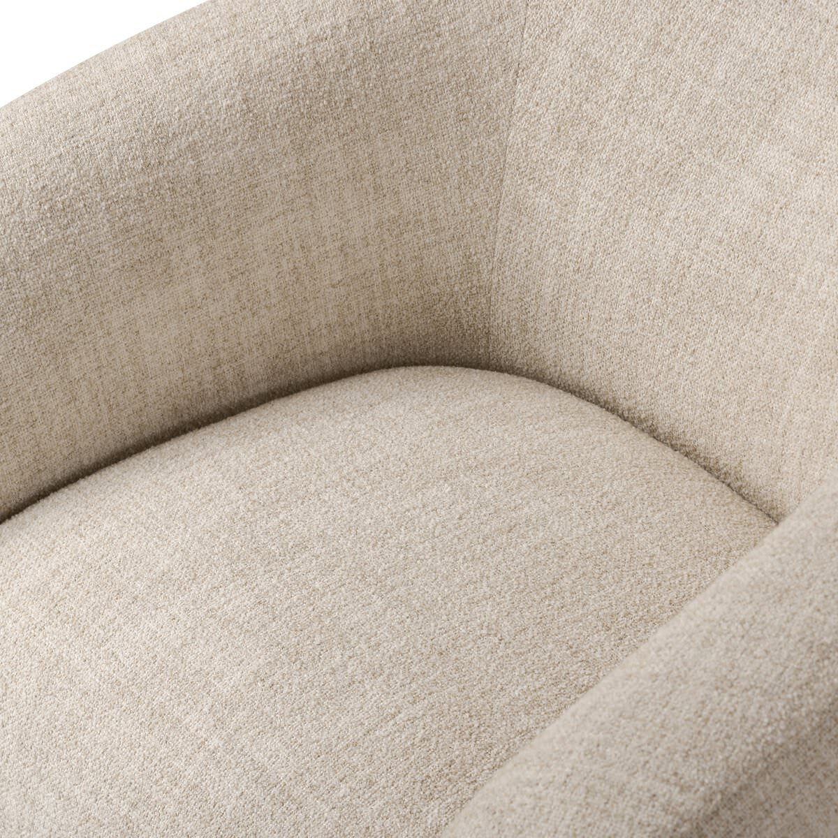 Close up of Four Hands Channing Swivel Chair in Yuma Cream on a white background at Addison West