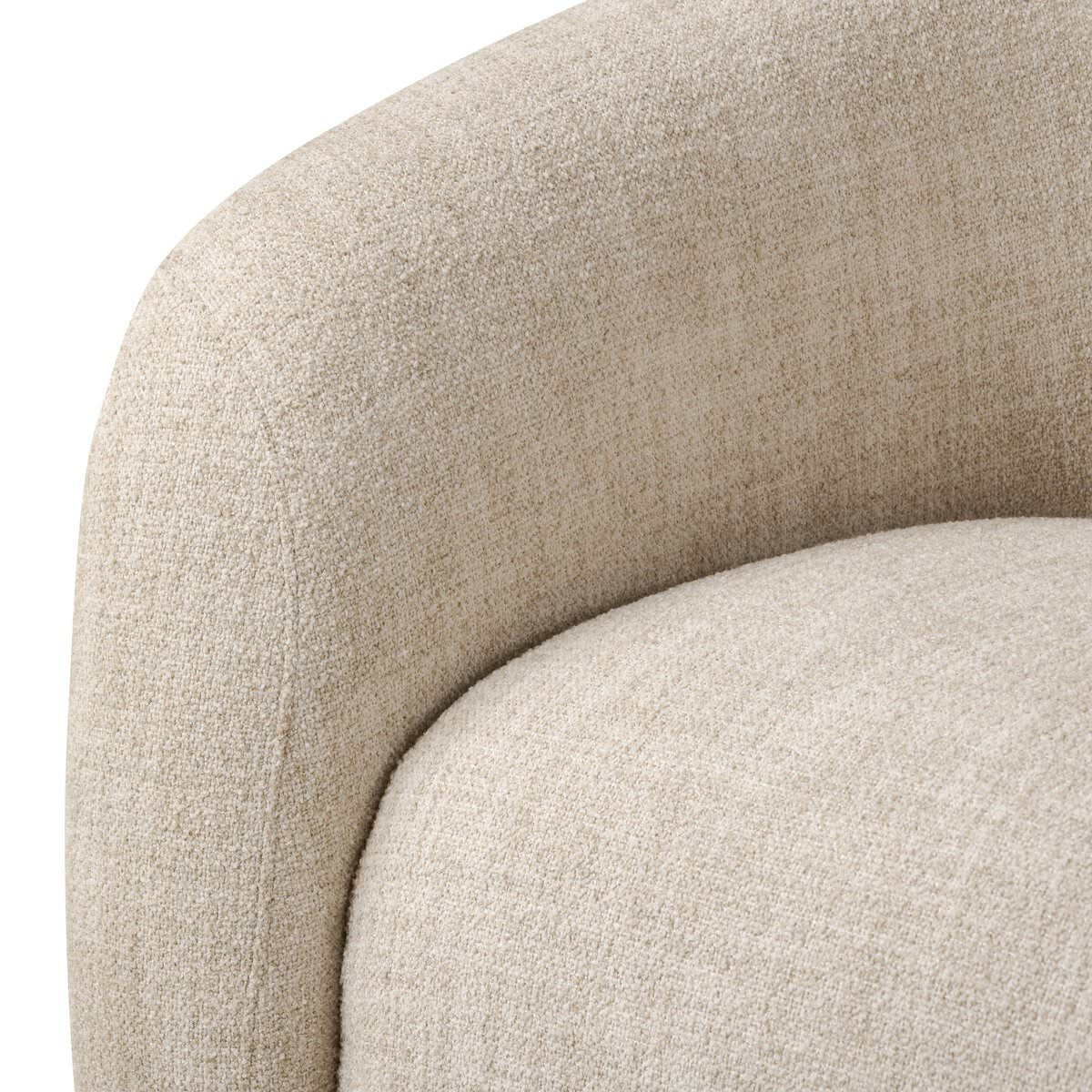 Close up of Four Hands Channing Swivel Chair in Yuma Cream on a white background at Addison West