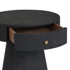 Four Hands Chiro Nightstand in Black Linen on white background at Addison West.