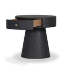 Four Hands Chiro Nightstand in Black Linen on white background at Addison West.