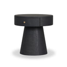 Four Hands Chiro Nightstand in Black Linen on white background at Addison West.
